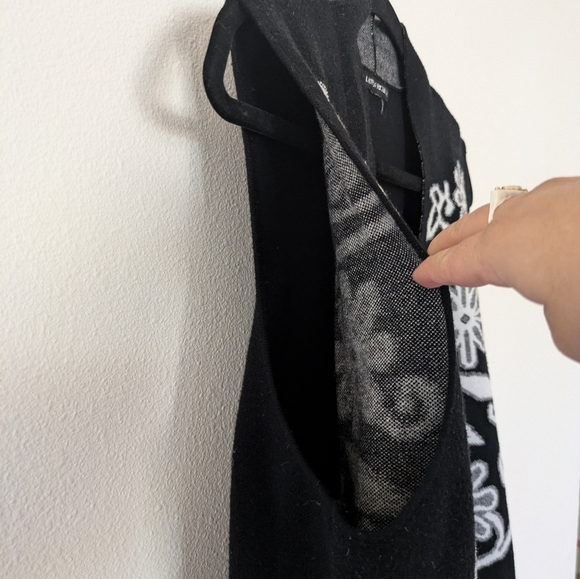 Lauren Michelle Black/White Floral Vest Cardigan sz L Minimalist Officewear - Picture 6 of 8